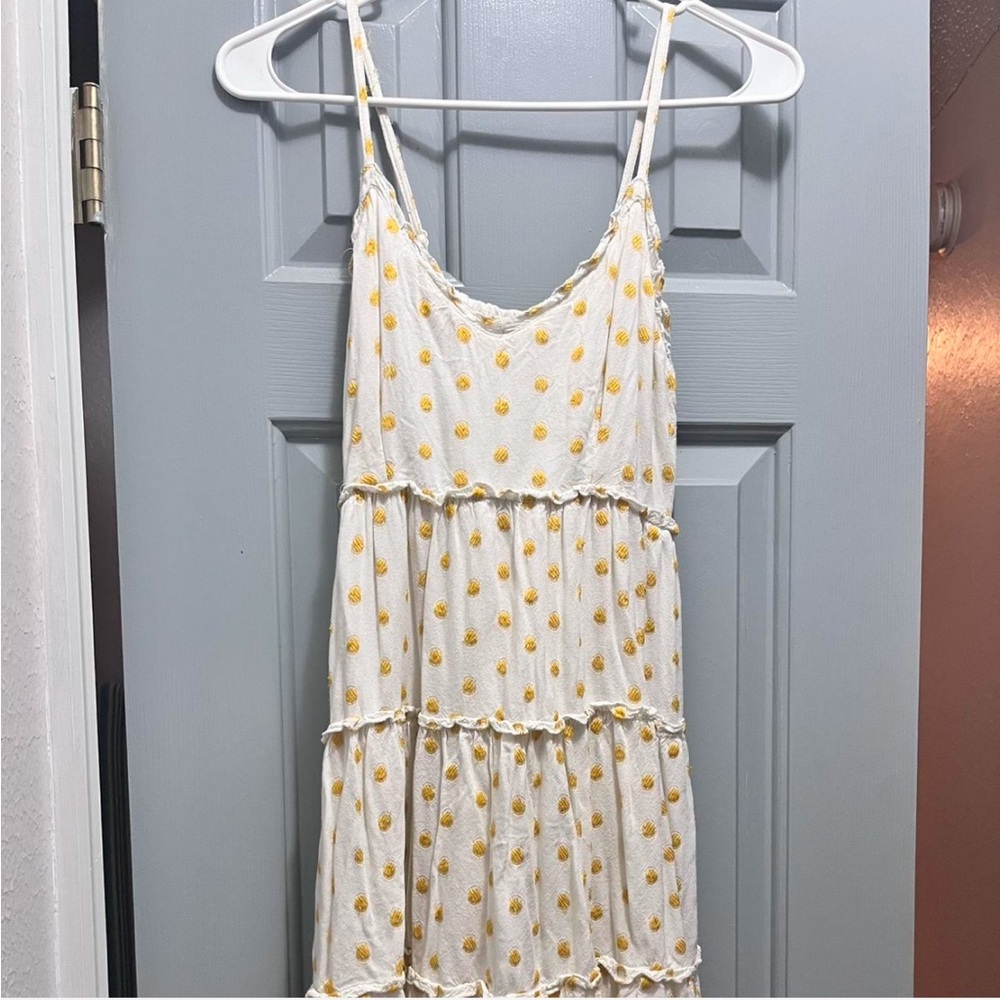 sim & sam women’s white and yellow polka dot mini dress